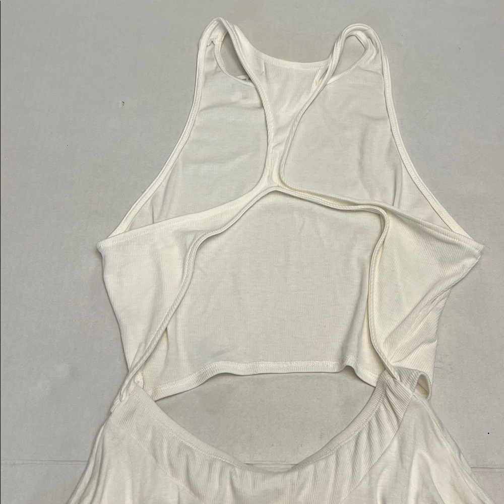 FREE PEOPLE FP BEACH BETHANY MIDI CUT-PUT DRESS WHITE MEDIUM NEW WITH TAGS - Picture 5 of 11
